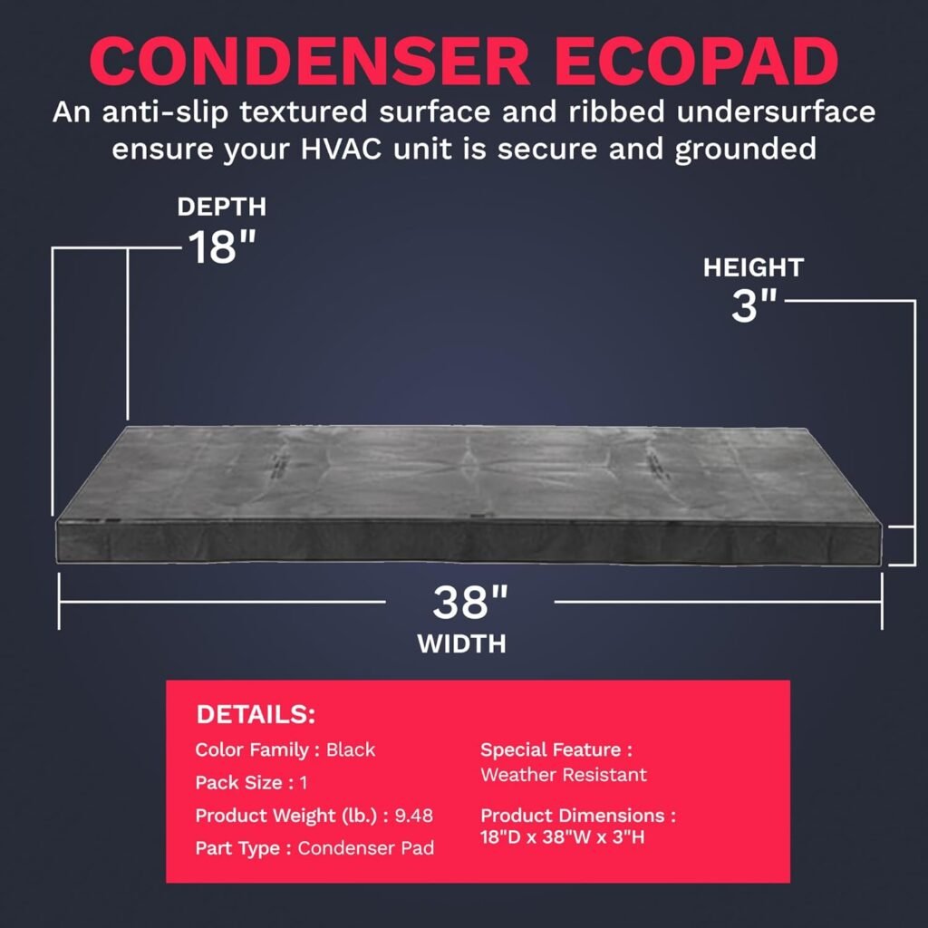 Equipment Pad for Ductless Mini Split Air Conditioner Heat Pump Outdoor Condenser Units 18x38x3