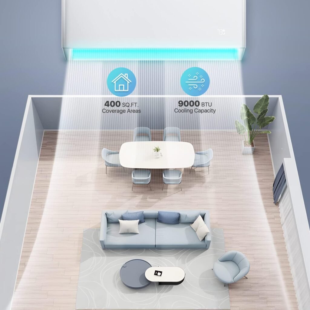 mollie Wifi Enabled 12,000 BTU Wall Mounted AC with Heat Pump, Installation Kits, Remote Control, 22 SEER2 - Cools up to 550 Sq. Ft Efficiently