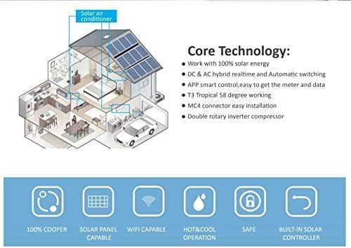 Jntech 12000BTU Solar ACDC Inverter Ductless Mini Split Air Conditioner with Heater