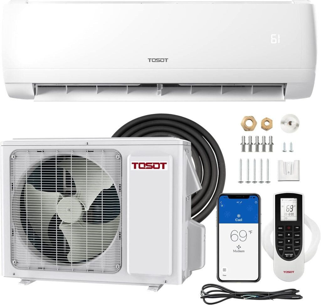 TOSOT 9,000 BTU Mini-Split Air Conditioner, Wifi Enabled Ductless Inverter Split System AC Unit Heating System, Compatible with Alexa - 20 SEER2 115V