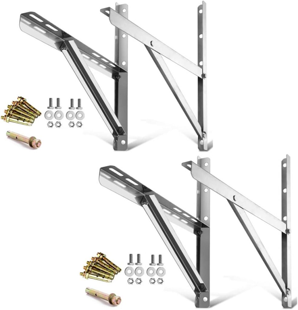 2 Pari Mounting Bracket for 9000-30000BTU Condenser Ductless Mini Split Air Conditioner Heat Pump Systems, Rust Free Stainless Steel