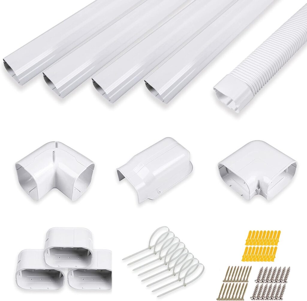 LyPrem Grey 16.5Ft Mini Split Line Set Cover 4 PVC Line Cover Kit for Mini Split and Central Air Conditioner  Heat Pump